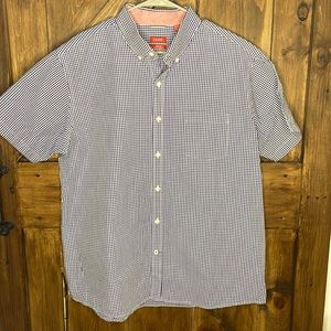Izod Mens Button Down Blue Plaid XL